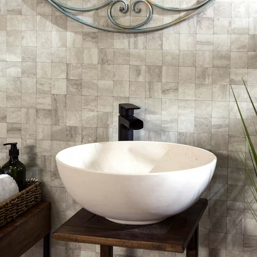 Bone Porcelain 12 In. X 12.875 In. Metal and Composite Peel and Stick Tile Backsplash (1.07 Sq. Ft./Pack)