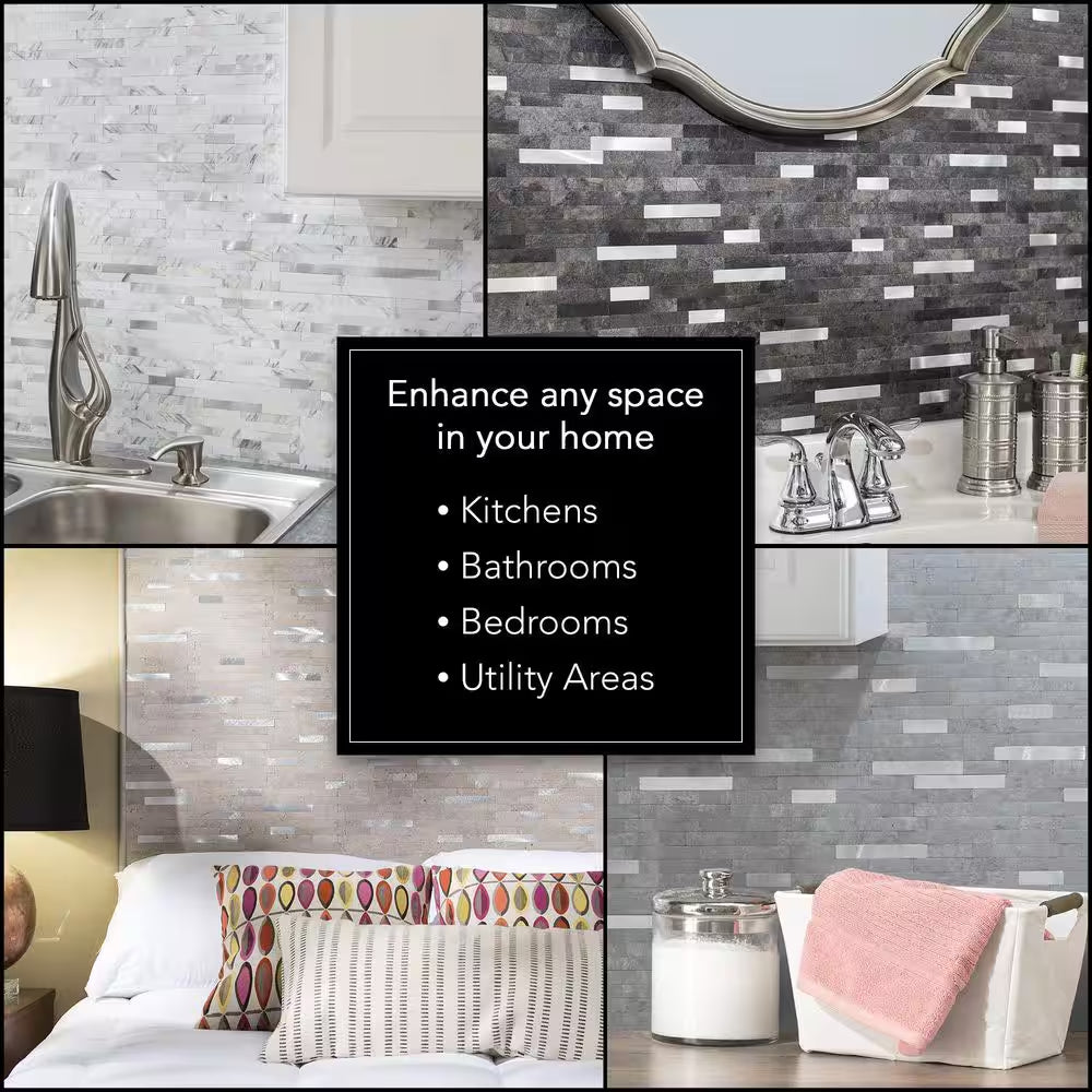 Bone Porcelain 12 In. X 12.875 In. Metal and Composite Peel and Stick Tile Backsplash (1.07 Sq. Ft./Pack)