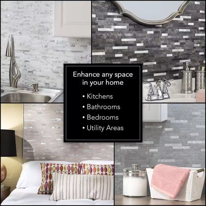 Bone Porcelain 12 In. X 12.875 In. Metal and Composite Peel and Stick Tile Backsplash (1.07 Sq. Ft./Pack)