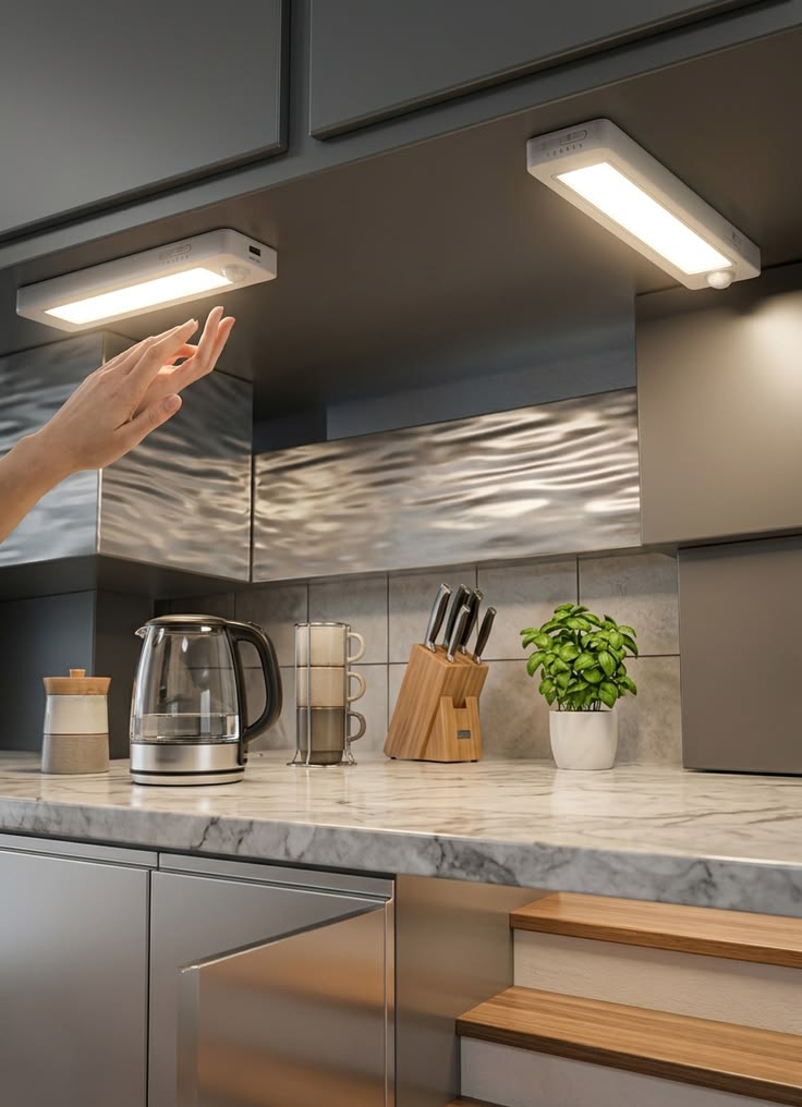 Under Cabinet Lighting 12 Inches, 81 LED Motion Sensor Light Indoor with 3 Color Dimmable, Battery Operated Closet Lights Rechargeable Lamp, Magnetic under Counter Night Light for Kitchen - 2 Pack