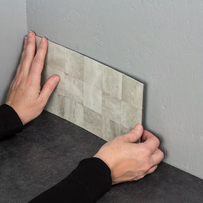 Bone Porcelain 12 In. X 12.875 In. Metal and Composite Peel and Stick Tile Backsplash (1.07 Sq. Ft./Pack)