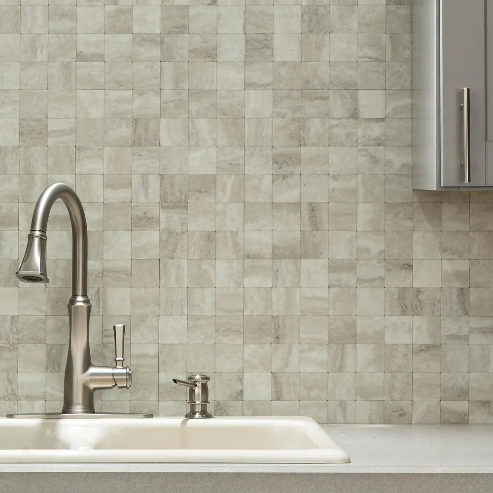Bone Porcelain 12 In. X 12.875 In. Metal and Composite Peel and Stick Tile Backsplash (1.07 Sq. Ft./Pack)