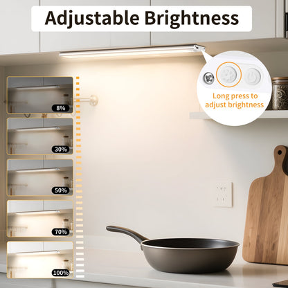Under Cabinet Lighting 12 Inches, 81 LED Motion Sensor Light Indoor with 3 Color Dimmable, Battery Operated Closet Lights Rechargeable Lamp, Magnetic under Counter Night Light for Kitchen - 2 Pack