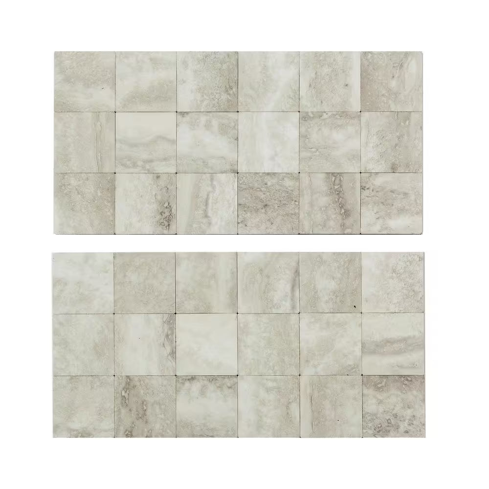 Bone Porcelain 12 In. X 12.875 In. Metal and Composite Peel and Stick Tile Backsplash (1.07 Sq. Ft./Pack)