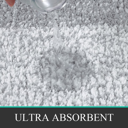 3 Piece Bath Rug Set Microfiber Washable Non Slip Bathroom Rug and Mat Set, Black