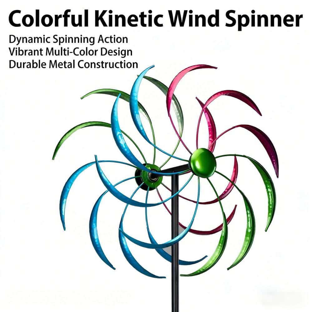 Wind Spinner with 360-Degree Rotation and Ground Stakes for Garden, Colorful