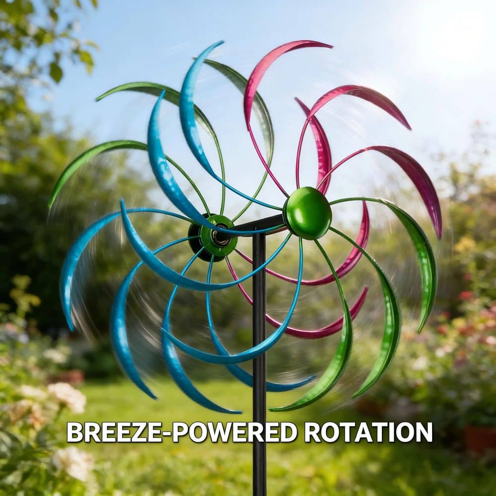 Wind Spinner with 360-Degree Rotation and Ground Stakes for Garden, Colorful