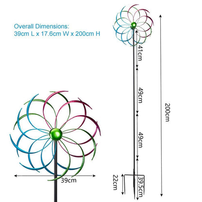 Wind Spinner with 360-Degree Rotation and Ground Stakes for Garden, Colorful